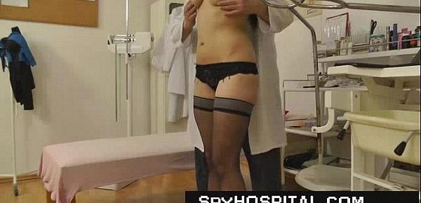  Vaginal douche and pussy exam caught with doctor spy cam